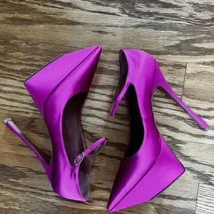 Amina Muaddi Shoes Amina Muaddi Pink Yigit Pointed Satin